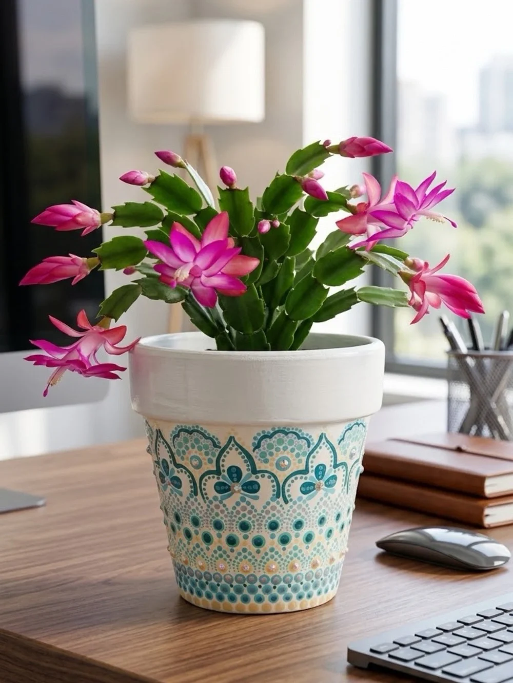 Hand Painted Dot Art Terra Cotta Pot 4